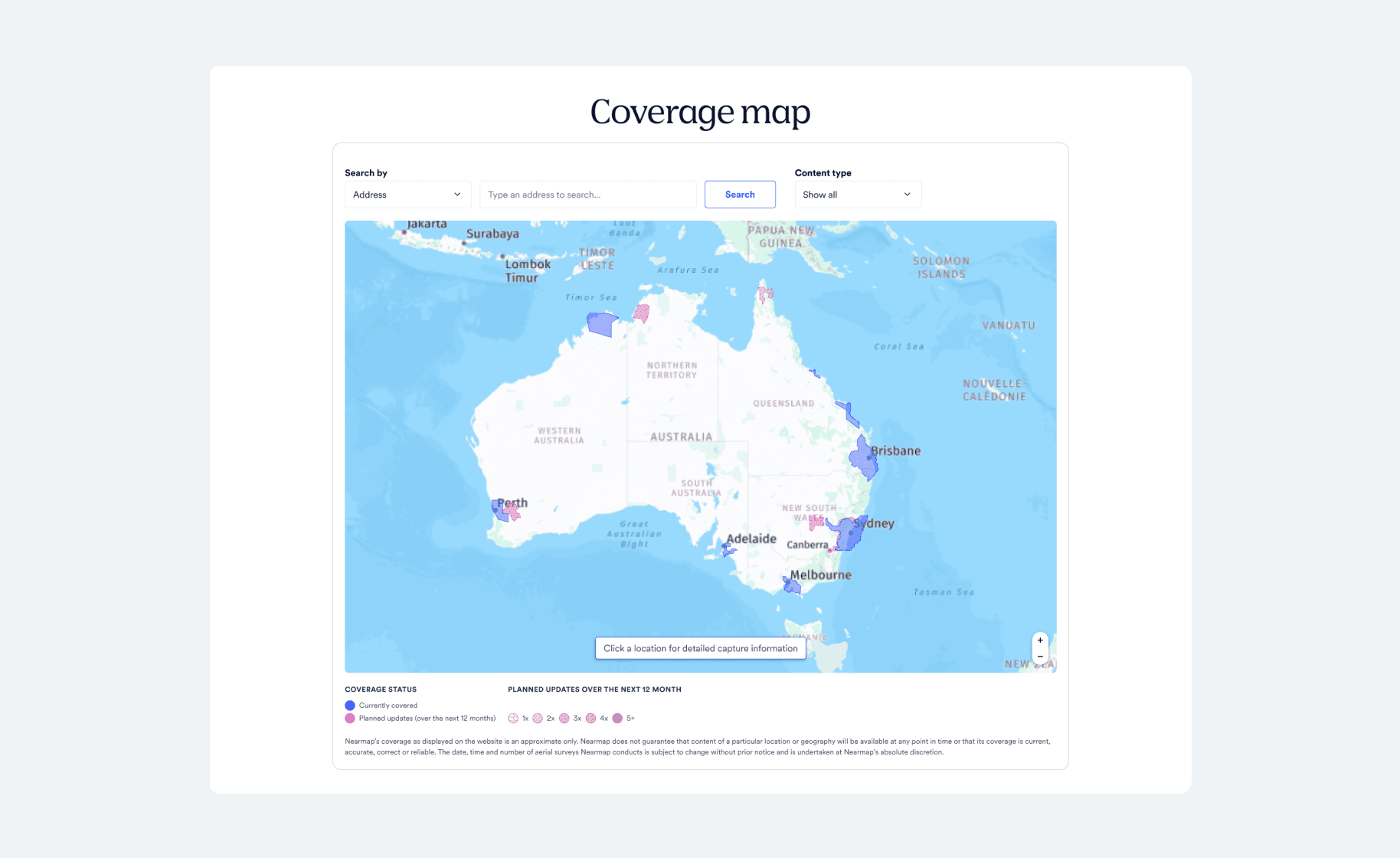 Coverage map overview of Australia with current and planned coverage